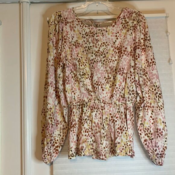 Andree by Unit Pink Brown Top Small New Ruffle - Picture 1 of 6